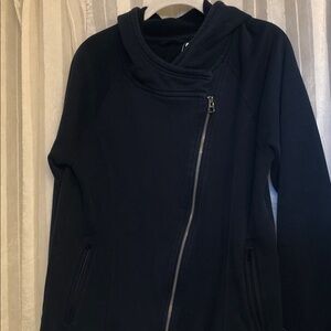 Puma Navy Blue Hooded Jacket with Diagonal Zipper